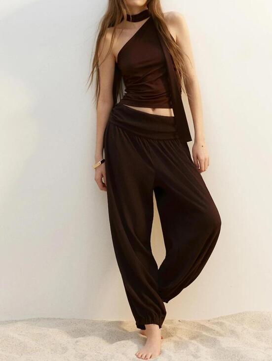 Divided Pants - NWT DIVIDED by H&M | SZ XXS | Burgundy Crinkled Balloon-Leg Harem Pants